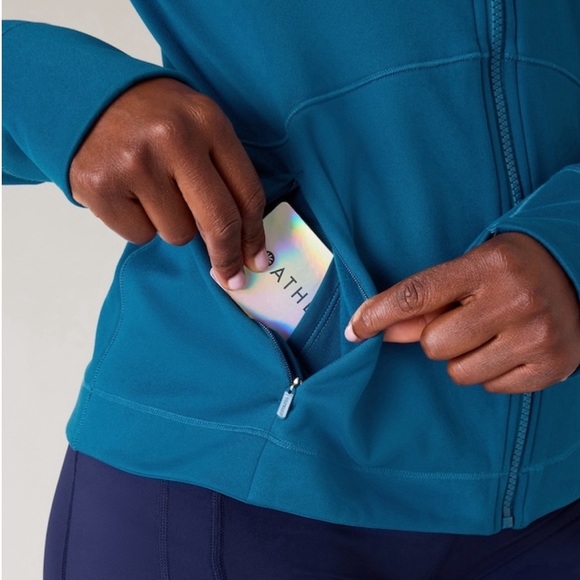 Athleta Unstoppable Full Zip Lapis Blue Sweatshirt Size Small Jacket Hoodie - Picture 3 of 9